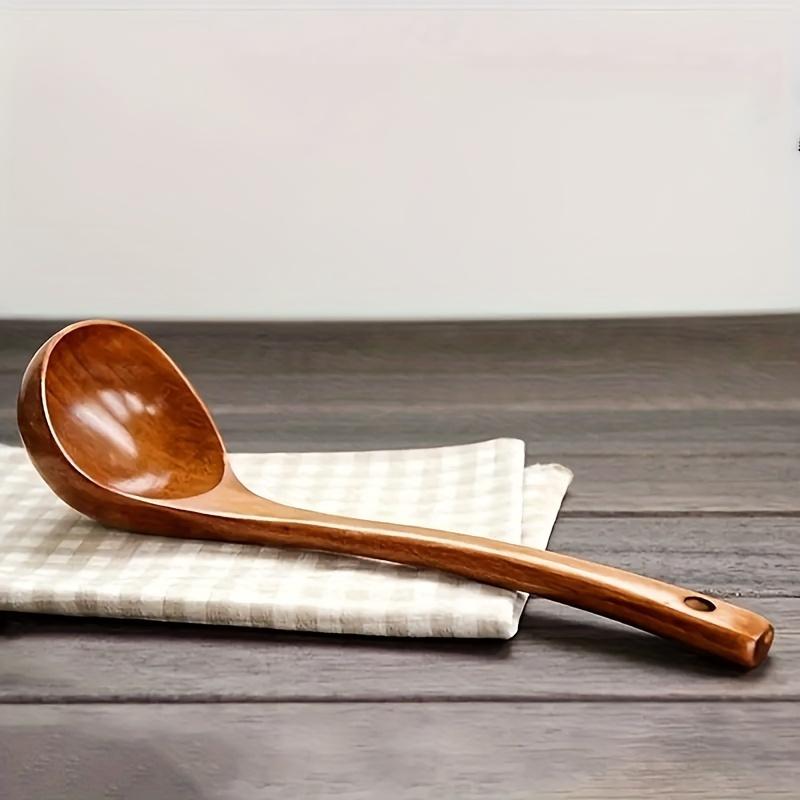 1pc Wooden Soup Spoon Non-stick Cooking Utensil Food Contact Safe Kitchen Utensil for Cooking and Serving,  Ideal for Home and RV Use