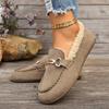 Baumwollschuhe Damen Herbst und Winter flachsohlige Samt warme Oberbekleidung weichsohlige flachsohlige Mützen-Schuhe flauschige kleine Lederschuhe rundto