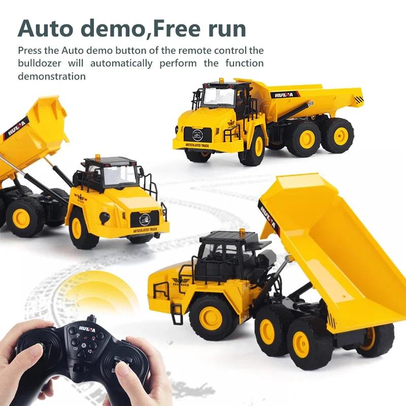RC Truck 2.4G Remote Control Alloy Dump Excavator Electric Tractor Engineering Vehicle Model Kid Toy Boy Xmas Gifts with Lighting and Sound Effects