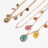 Pack of 3 Necklaces Retro Floral Heart Design Layering Style Lightweight Metal Construction for Daily Accessory