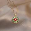 Copper-Plated Gold Sunflower Zircon Necklace - Retro Pendant Jewelry for Women