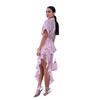 Spot Temperament Printed Lotus Leaf Edge Irregular Hem Sexy Dress Spring New European Beautiful Woman