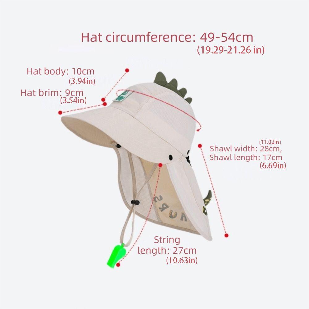 Big Brim Children'S Sun Hat Extended Shawl Foldable Whistle Sunscreen Hat Thin Breathable Cartoon Fisherman Hat Spring
