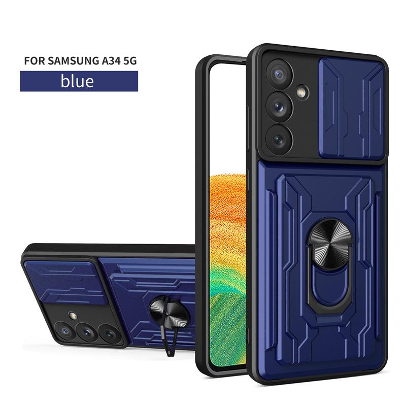 Suitable for Samsung A54 Multi Functional Ring Magnetic Suction Phone Case Samsung S23 Ultra Sharp Armor Push Window Bracket To Prevent Falling