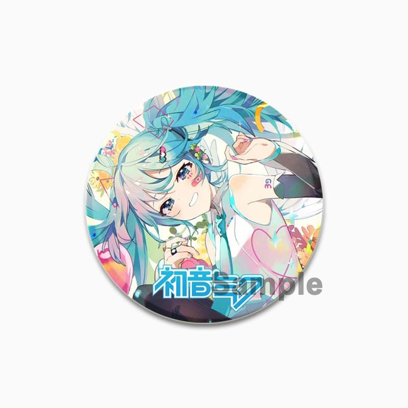 

Брошка Хацуне Міку 32/44/58 мм на рюкзаку Круглі брошки ручної роботи Милі шпильки Значки з аніме для одягу 58mm