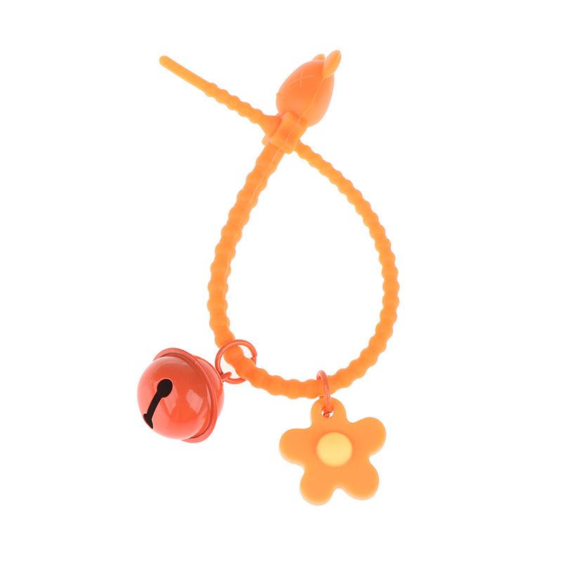 1Pc Sweet Candy Color Bear Head Bell Keychain Silicone Floral Keyring For Girls Bag Pendant Car Key Ring Backpack Decoration