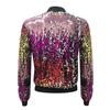 Women Casual Color Sequined Cardigan Jacket Zipper Open Front Jacket