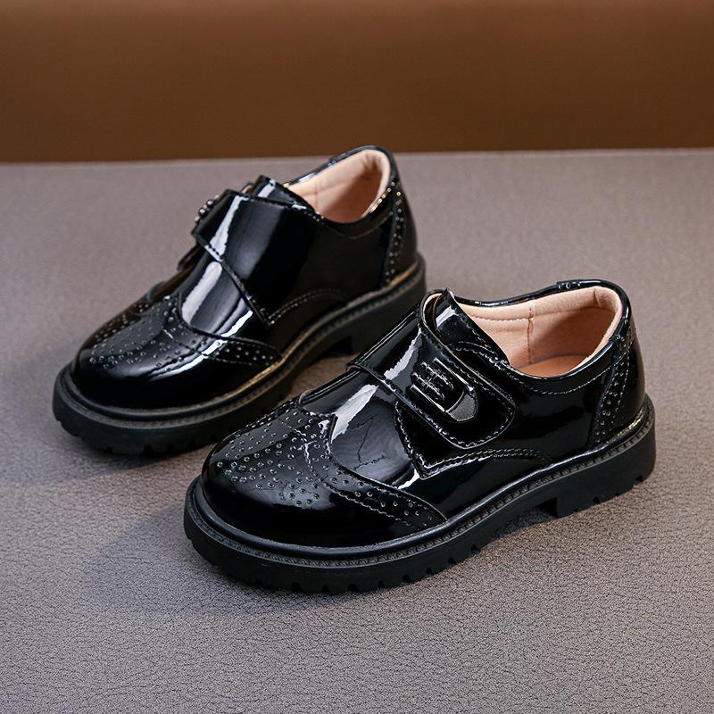 Boys' Black Leather Loafers - Soft Sole for Spring/Autumn, British Style, Perfect for Primary School Performances