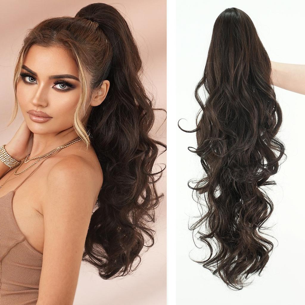 Black Brown Ponytail Long Curly Hair Big Wave Hair Clip Hair Extension Hair Wig