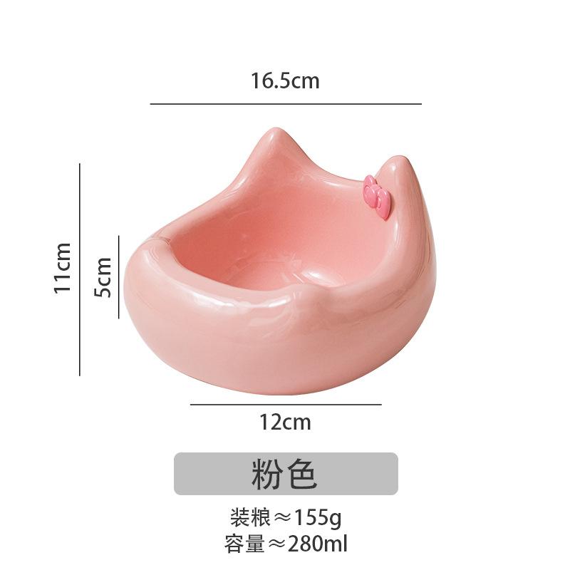 Ceramic Cat Food Basin Pet Bowl Ceramic Cat Bowl Neck Protection Diagonal Mouth Pet Food Basin Cute Overturned