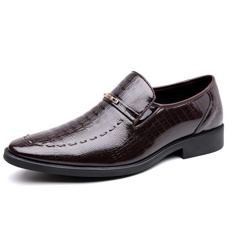 Fashion Big Size Embossed Business Leather Shoes for Men Spring Autumn New Designer Solid Color  Fashion Casual Dress Shoes Man