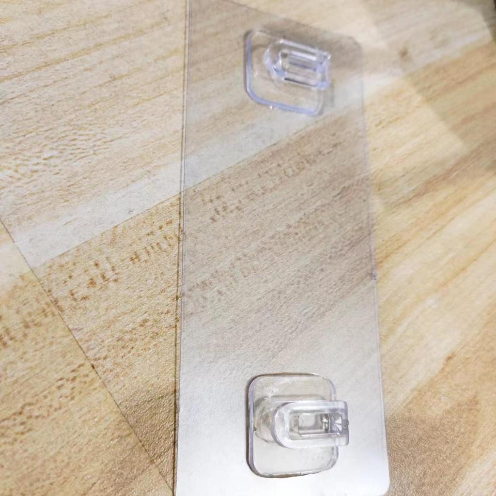 Multi-layer Adhesive Wall-Mount Storage Rack with Transparent Hooks for Bathroom