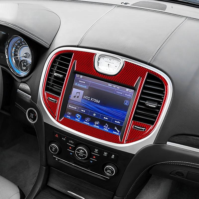 Real Soft Carbon Fiber Sticker For Chrysler 300 300C 2011 2012 2013 2014 LHD RHD Car Central Control Screen Panel Accessories.