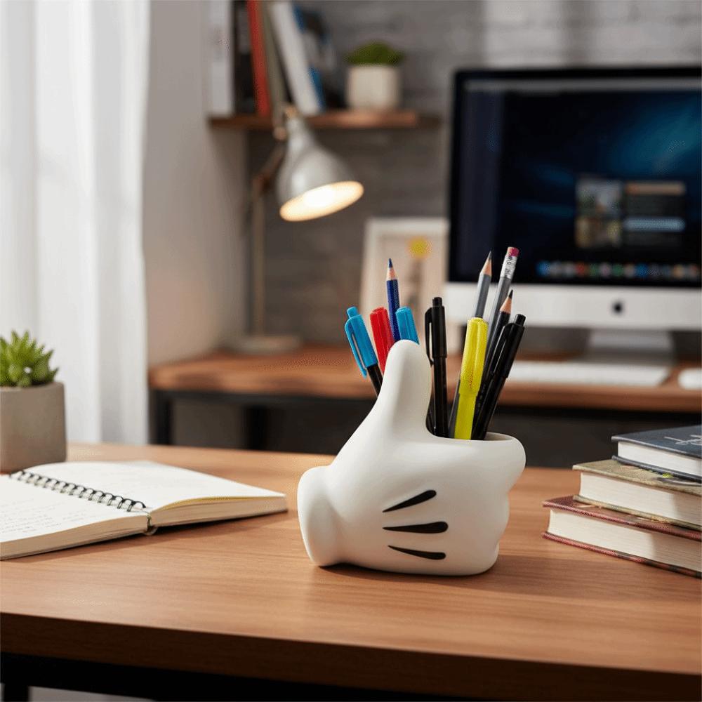 Creative Design Storage Ornament Cute Cartoon Desktop Ornament Thumbs Up Pen Holder  Office Decor