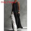 Polyester Splicing Sleeveless Loose Casual Dress With Pockets For Travel And Beach Use