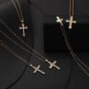 Exotic Cross Pendant Necklace with Micro-Set Zirconia Unique Drop Jewelry