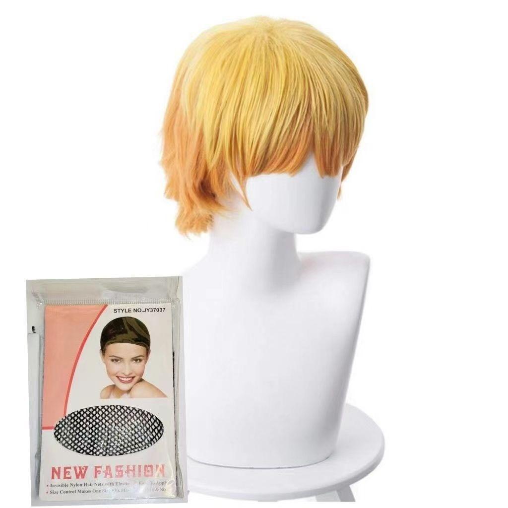 Demon Slayer: Kimetsu no Yaiba Kanao Tsuyuri Cosplay Yellow Wig Gradient Orange Short Hair with Flipped Ends