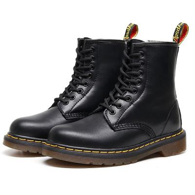 Hole High-top Leather Boots Women's and Men's Soft Leather British Handmade Leather Short Boots - Velvet - Ganeri