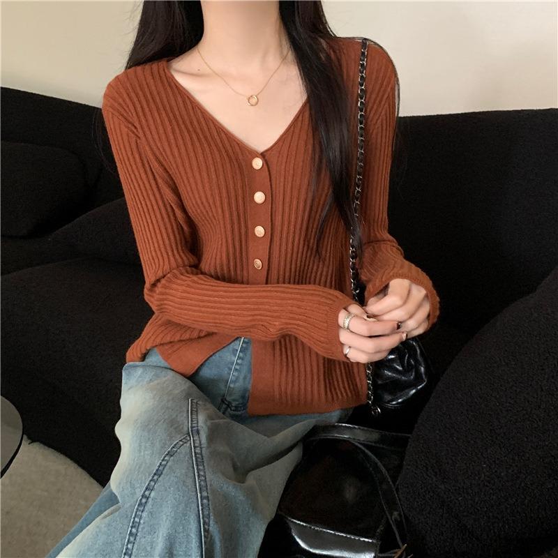 

Early spring collar knitted sweater women s age-reducing button cardigan long-sleeved casual fashion high-end top L