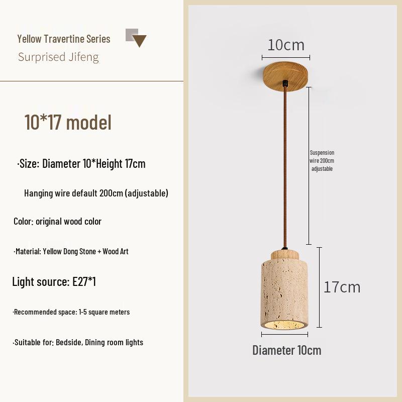 Wabi-Sabi Yellow Stone Pendant Lamp for Bedroom or Bar Counter