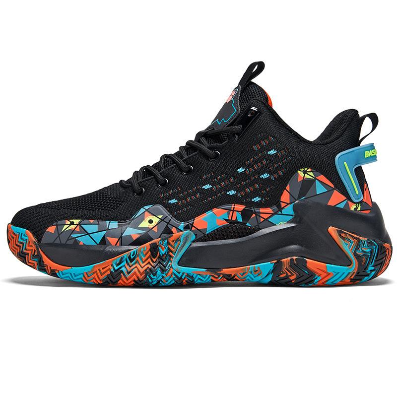 Foreign trade large size 48 basketball shoes men's fly-woven breathable wear-resistant actual combat teenagers and students running sports shoes