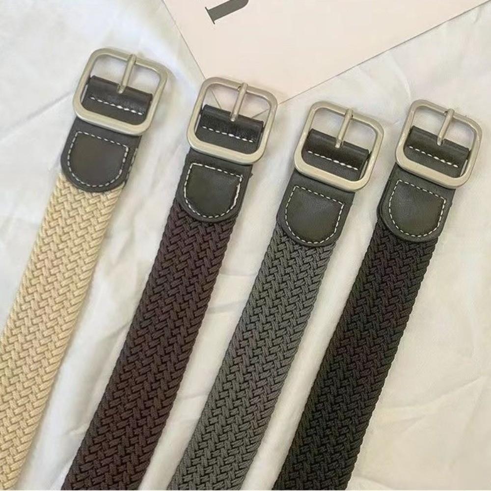 Braideds Woven Stretch Belt Plain Color Elastic Belt Fashion Canvas Belt Men Women
