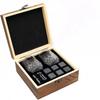 JUSTINLAU Father's Day Gift Whiskey Stone Glass Wine Set Granite Ice Block for Whisky Wood Bottle Box Present for Dad Husband