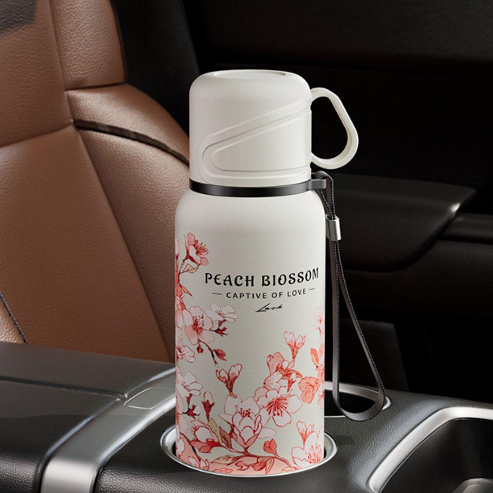 620ml Flower Pattern Thermos Bottle Stainless Steel Thermal Cup Portable Travel Mug Outdoor