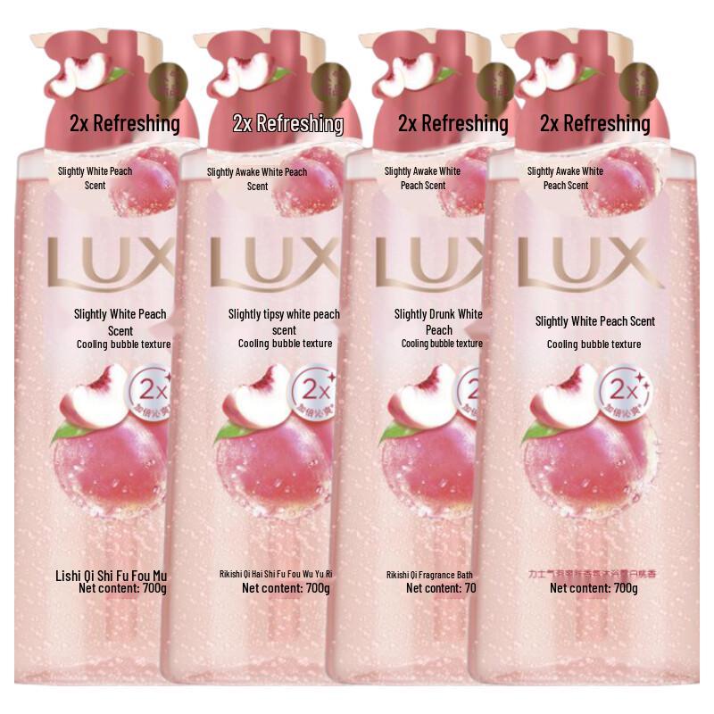 LUX White Peach Scent Bubble Refreshing Shower Gel 4-Pack