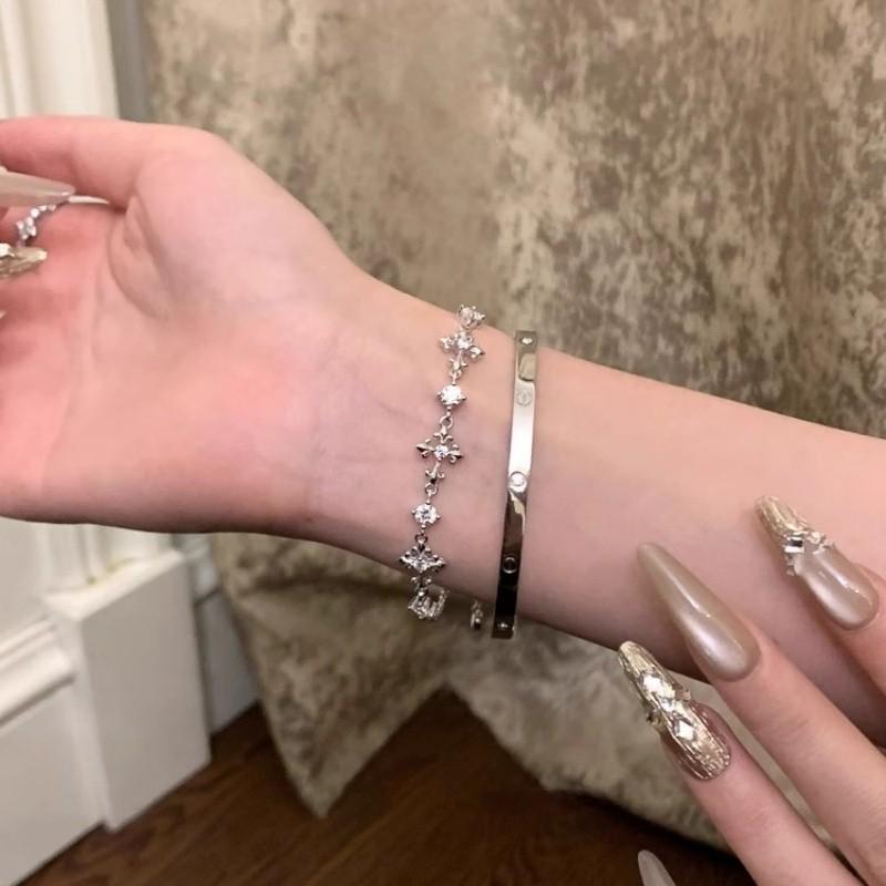 Zircon cross bracelet niche temperament light luxury high sense, bracelet versatile fashion exquisite jewelry women