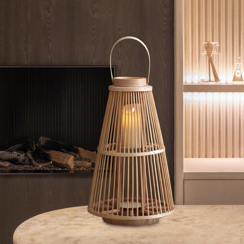 Candle Holder Lantern Handwoven Birdcage Shape Handcraft for Tabletop Living Room Garden
