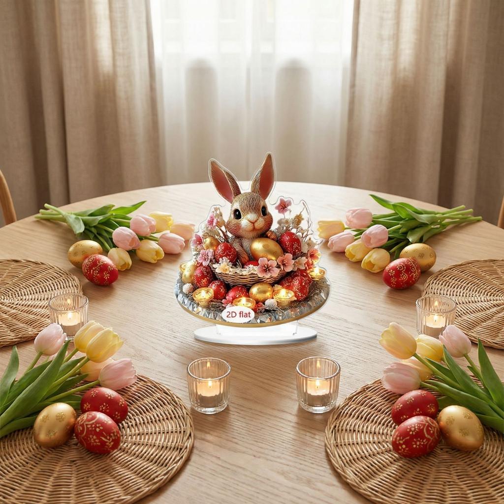 2D Resurrection Easter Rabbits Acrylic Home Decor Ornament