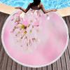 Peach Blossom Pattern Round Beach Towel, Microfiber Lightweight Beach Blanket, Soft Absorbent Quick Dry Pool Towel Picnic Mat
