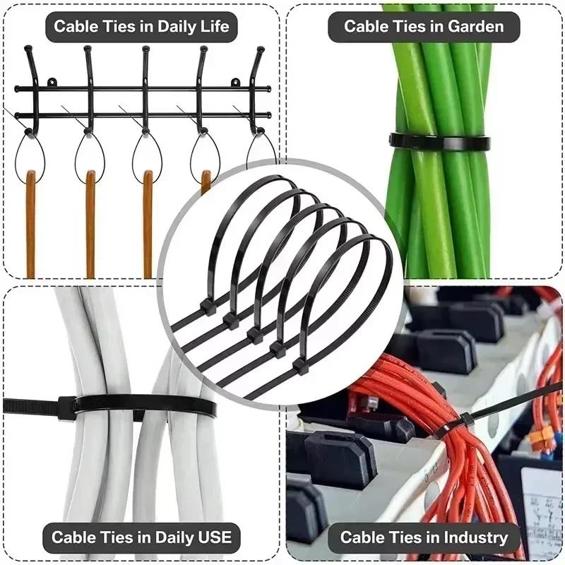 Fascetta autobloccante in nylon di plastica 100 pezzi nera 5x300 fascetta fermacavo anello di fissaggio fascetta 4x200 fascetta avvolgicavo con cerniera set fascetta in nylon