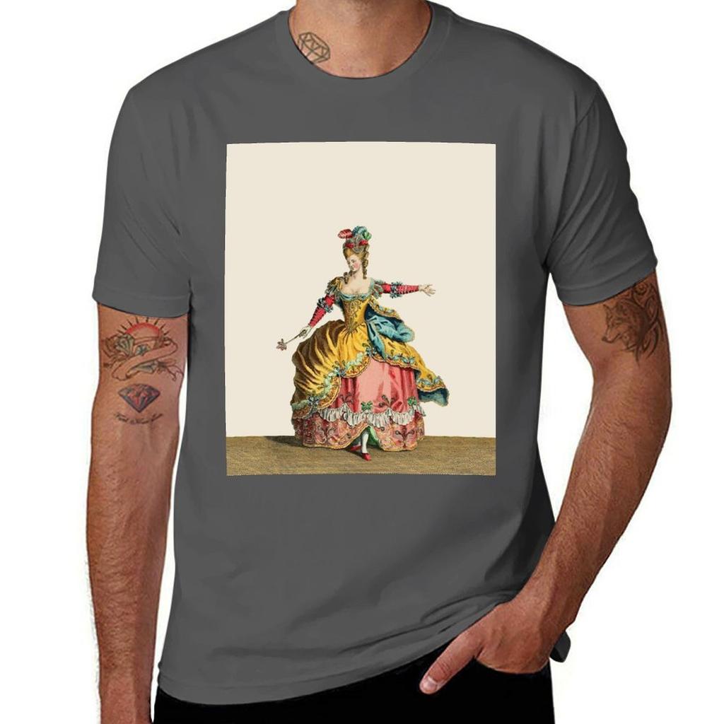 Marie Antoinette Antique Color Lithograph Tshirt Casual Daily Wear Short Sleeve Top Tshirt