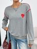 Heart Embroidered Korean-Style Loose Hoodie for Women - Long Drop Shoulder Sleeves, Round Neck, Autumn/Winter Fashion.