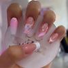 24 Stück Mittellange Acryl-Press-On-Nägel French Tip Falschnägel Set Abnehmbare Künstliche Nagelspitzen für Damen