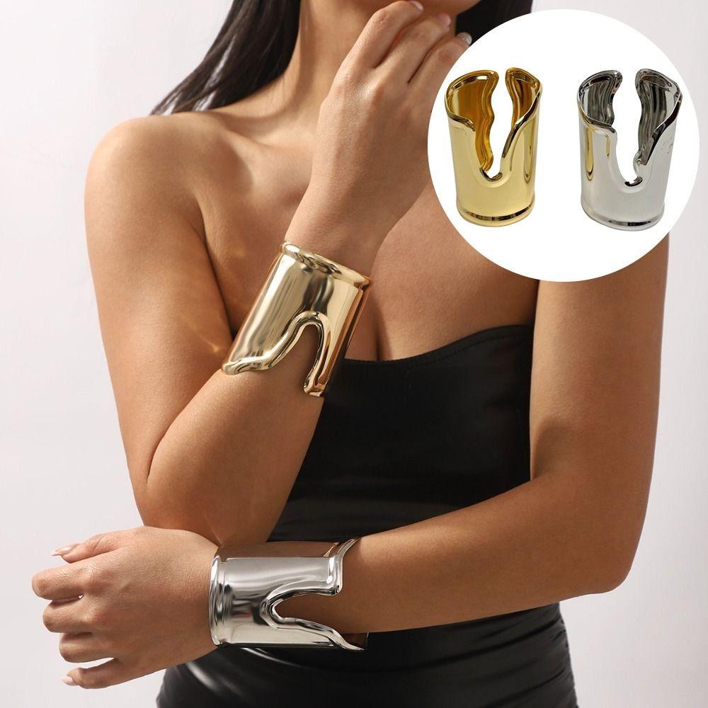 Irregular Shape Geometric Bracelet Metallic Finish Statement Bangle  Women Fashion Jewelry