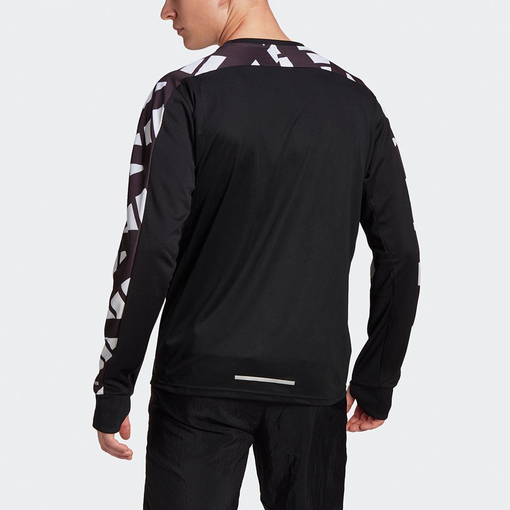 adidas Men's Own The Run Celebration Long Sleeve T-Shirt Black White Men GK5092