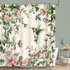 Bird Flower Shower Curtain Dahlia Eucalyptus Leaves Greenery Colourful Printed Polyester Waterproof Bath Curtains Bathroom Decor