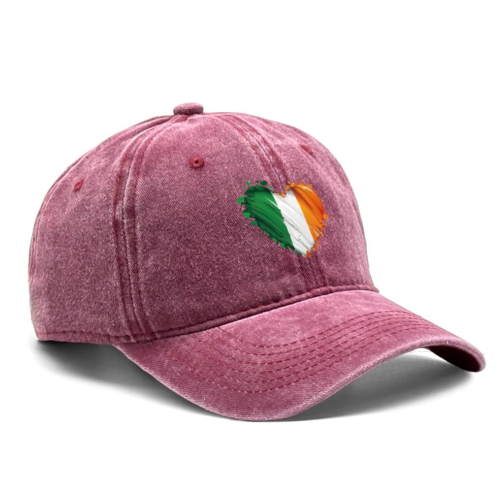 Heart Flag of Ireland Print Adjustable Hats For Woman Solid Color Fashion Snapback Baseball Caps Perfect For Daily Wear