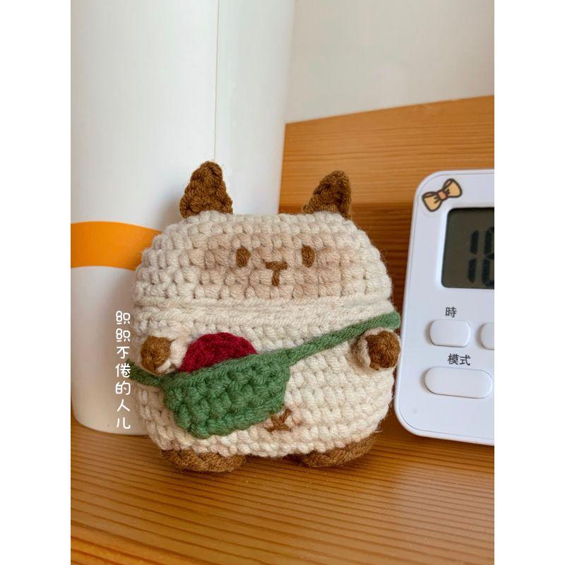 

Siam Meow * Original Knitting Soft Case Airpods1/2 Pro Apple 3 Generation 4 Generation Wireless Earphone Case Protective Case Stuffed Cute Apple Airpods Pro1/2 generation Neutral