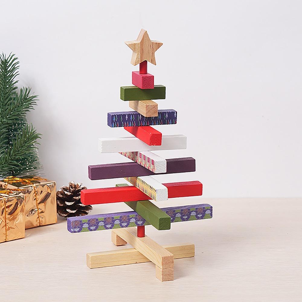 

Wooden Christmas Tree Model Desktop Decor Xmas Tree Statue Delicate Christmas Decoration S Style-1