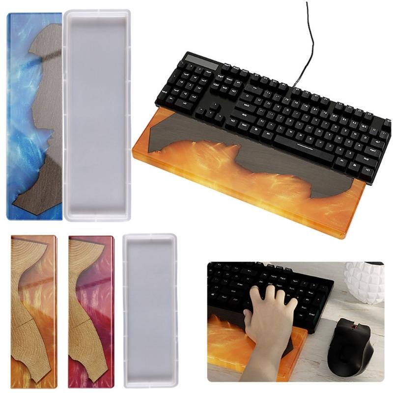 Silicone Keyboard Wrist Rest Pad Mold Wrist Support Resin Mold Rectangle Epoxy Casting Mold for DIY Crafts Home Decors
