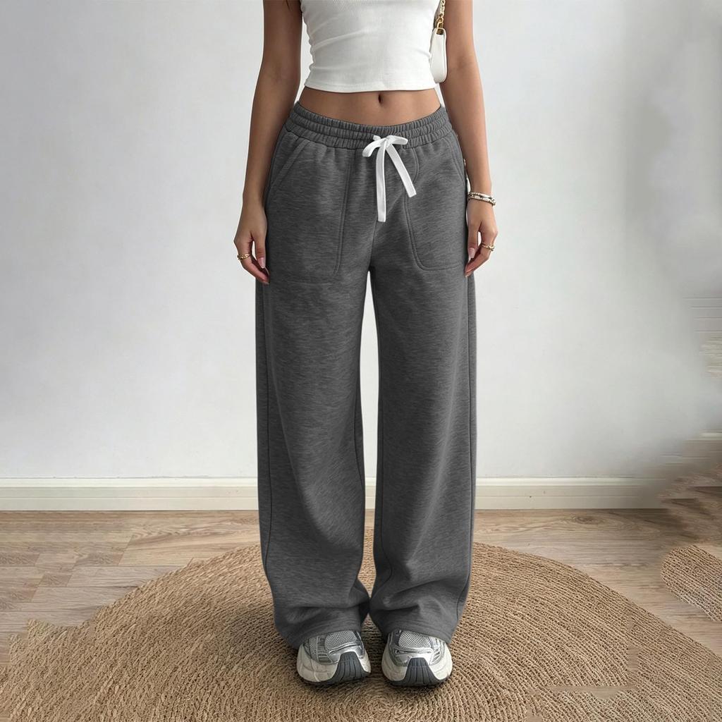 Pantaloni Larghi Colorati da Donna con Tasche Ampi Dritti Casual Palazzo