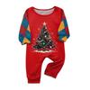 Christmas-print long-sleeve and long-pant matching family loungewear set