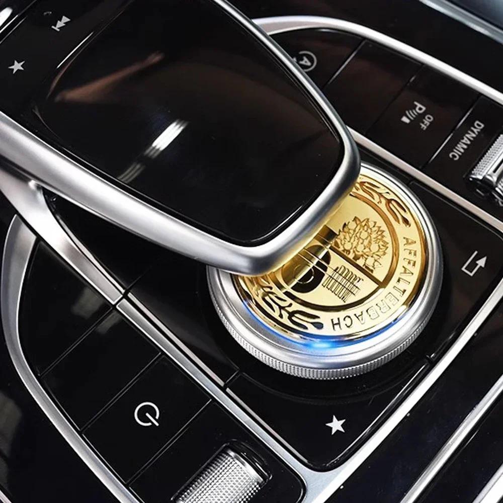 

4,7 см Золотая мультимедийная наклейка Наклейка на кнопку мыши автомобиля Наклейка на центральную консоль для AMG Mercedes-benz W212 W205 GLC AFFALTERBACH Наклейка AMG