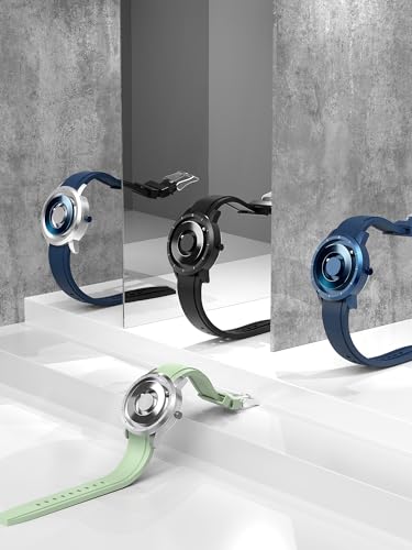 EUTOUR Herren-Magnetuhr, Stilvoll, Einfach, Lässige Quarzuhr mit Magnetkugel-Design, 5 ATM Wasserdichtigkeit, 40mm Zifferblatt und Schwarzes Gummiarmband