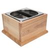 Knock Box Stainless Steel Coffee Grounds Container Waste Bin with Wood Base Coffee AccessoryL
