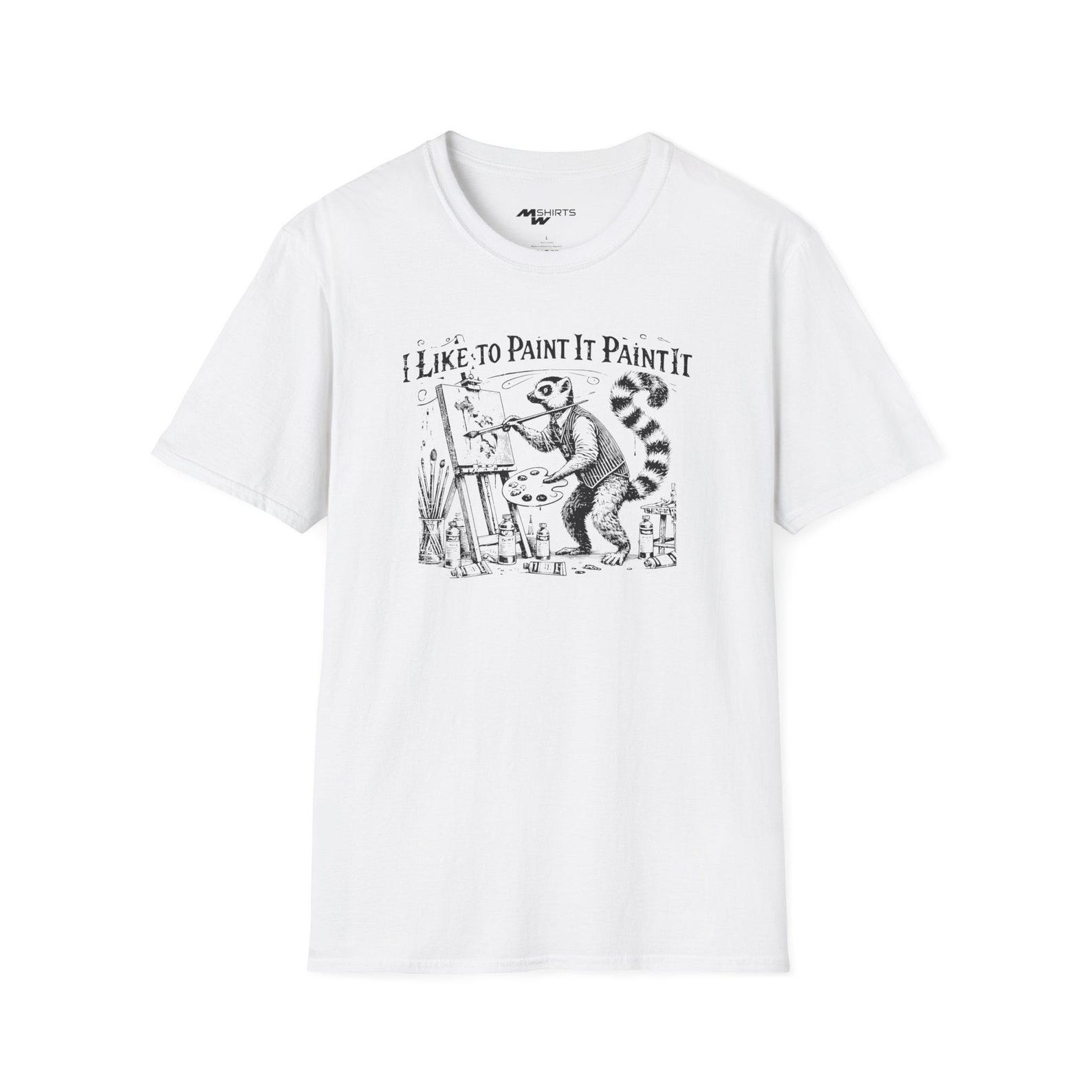 Engraved Lemur Painting T-Shirt: Artist Art Lover Tee XL